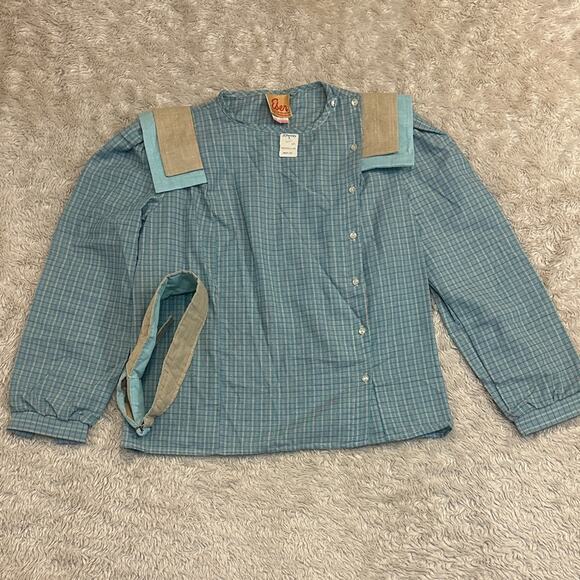 jcpenney Tops - Deadstock Vintage 70s Blue Plaid Button Down Shirt Prarie Cottagecore Eber